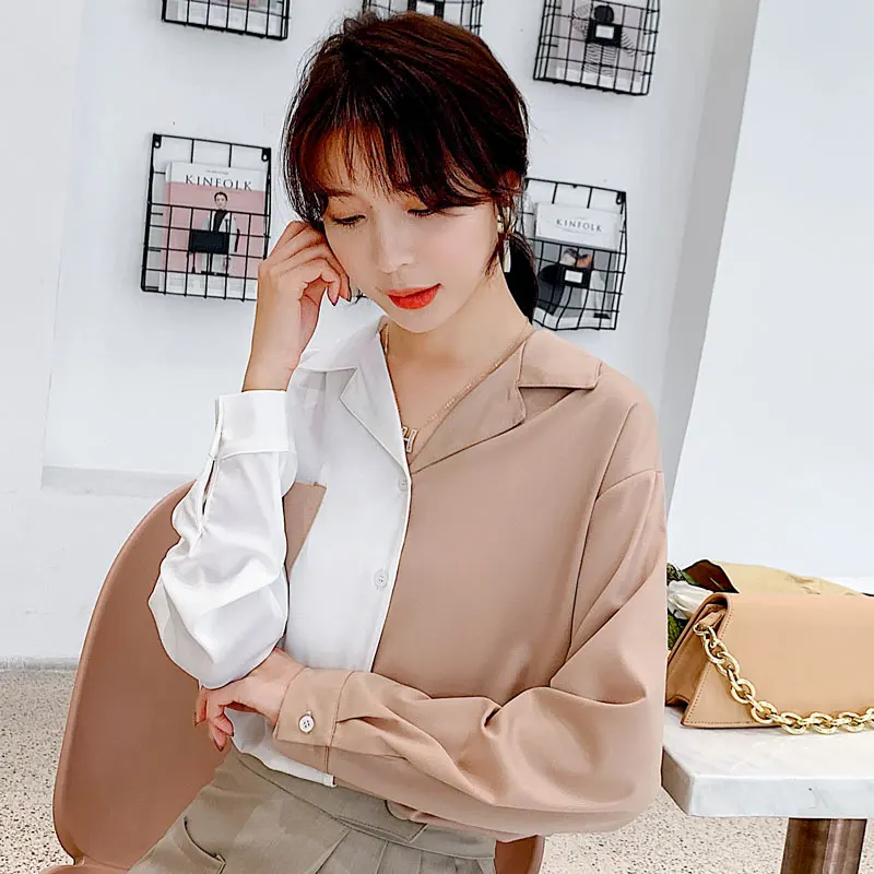 Блузка женская мода 2020 рубашка одежда корейский стиль длинный рукав Топ Осень