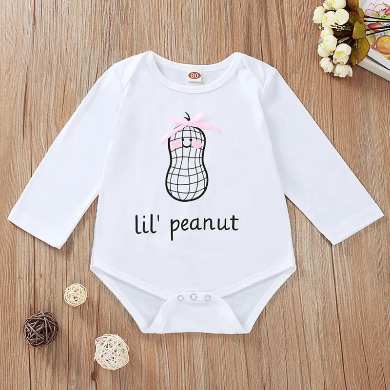 Детское боди с длинным рукавом и принтом арахиса| |