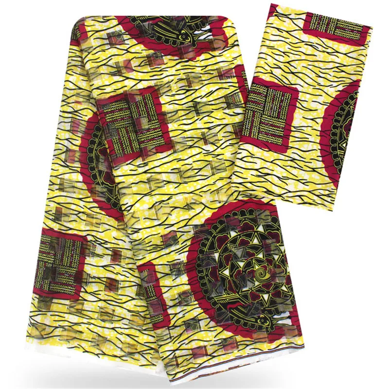 3Y органза + лента Материал полосатая печать кружева Нигер Африканский Воск