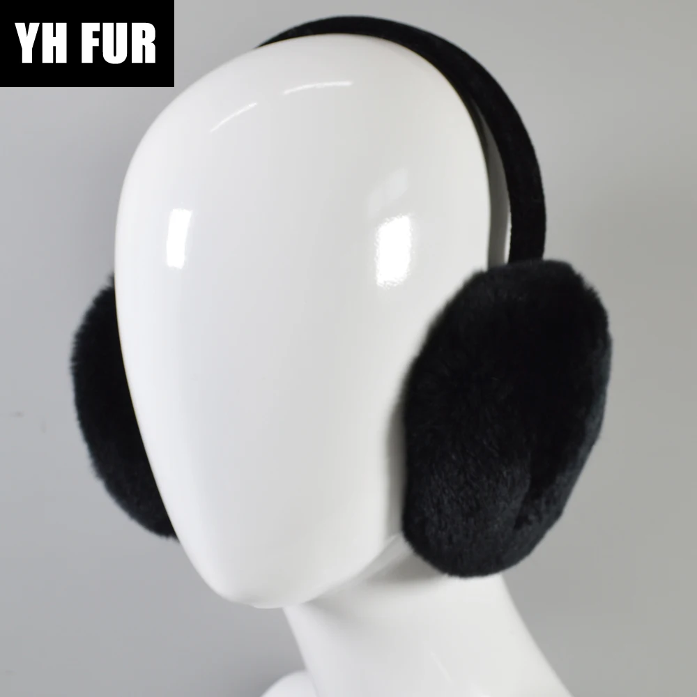 Зимняя ветрозащитная Женская Настоящий мех кролика наушники с мехом наушник Lovely