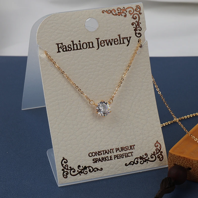 Простой Большой AAA кубический цирконий кулон ожерелье Золотая цепочка круглые