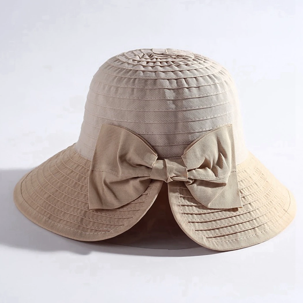 

Women Big Brim Fishing Hat Sun Floppy Wide Brim Hats Bowknot Folding Wide Brim Breathable Sun Hat Travel Cap Bucket Cap
