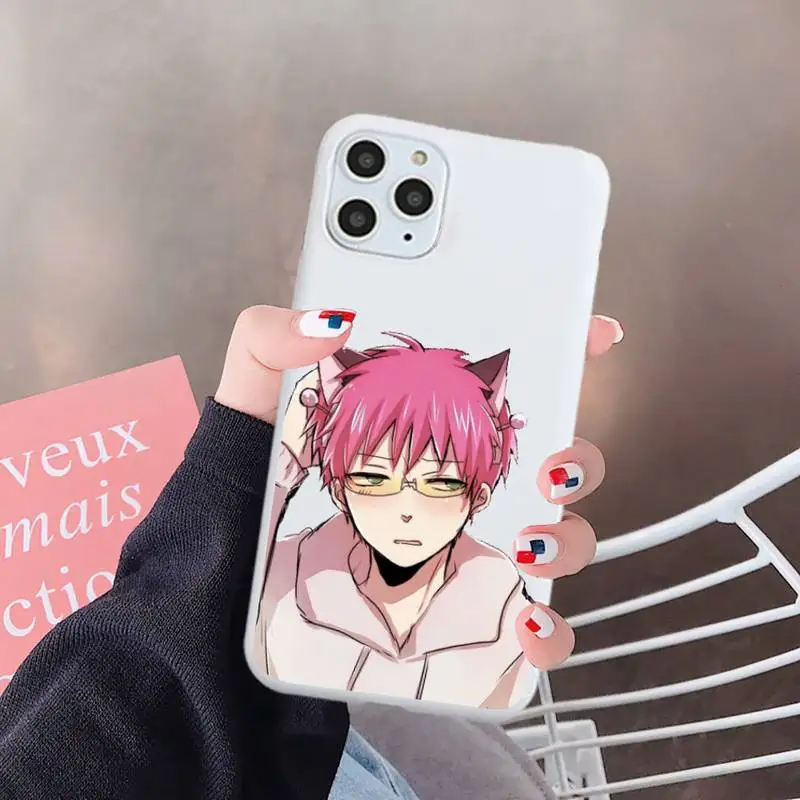 

Japan anime Saiki Kusuo Phone Case Candy Color for iPhone 6 7 8 11 12 s mini pro X XS XR MAX Plus