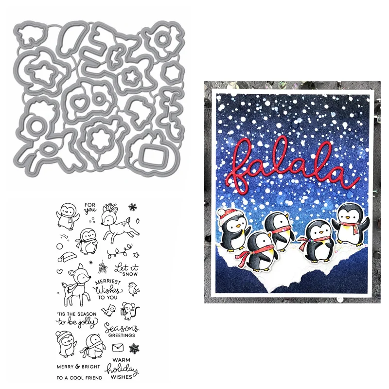 2 шт./лот штамп для снега Пингвин олень набор прозрачных штампов и