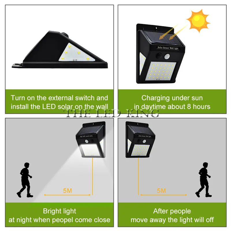 Водонепроницаемый светильник на солнечной батарее уличная Светодиодная лампа с