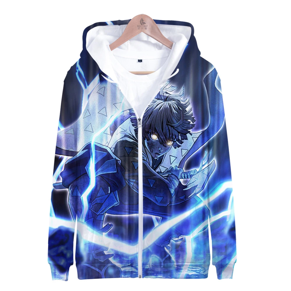 

New Demon Slayer Zipper Hoodies Men/Women Harajuku Fashion Kimetsu No Yaiba Zipper Sweatshirt Anime Kamado Nezuko Hoodies Coats