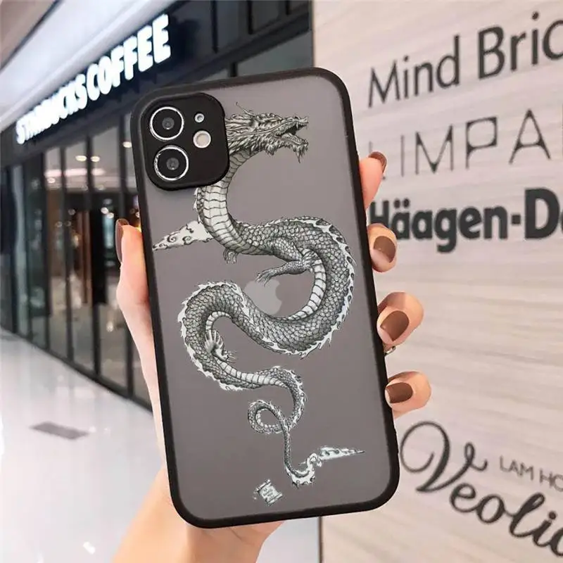 

Yellow Chinese Dragon Phone Case Matte Transparent for iPhone 7 8 11 12 s mini pro X XS XR MAX Plus cover funda
