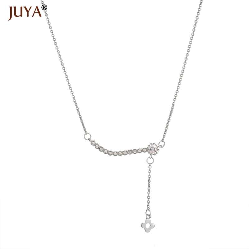 fashion statement necklaces for women Luxury Jewelry Copper Zircon Rhinestone Key Pendants Necklace Silver Femme
