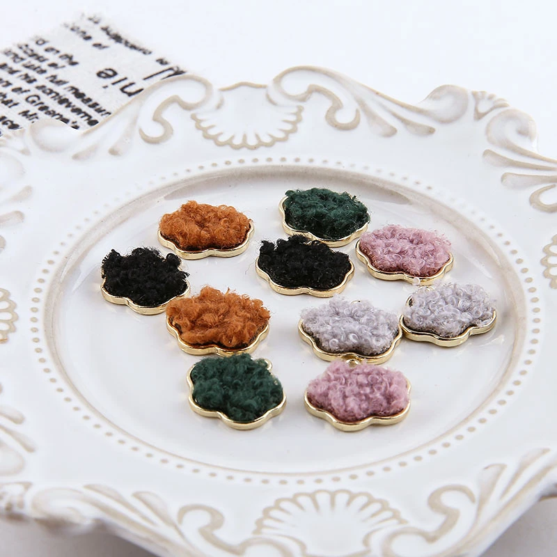 6 шт корейские милые красочные серьги из сплава с нижней опорой овечьей шерсти