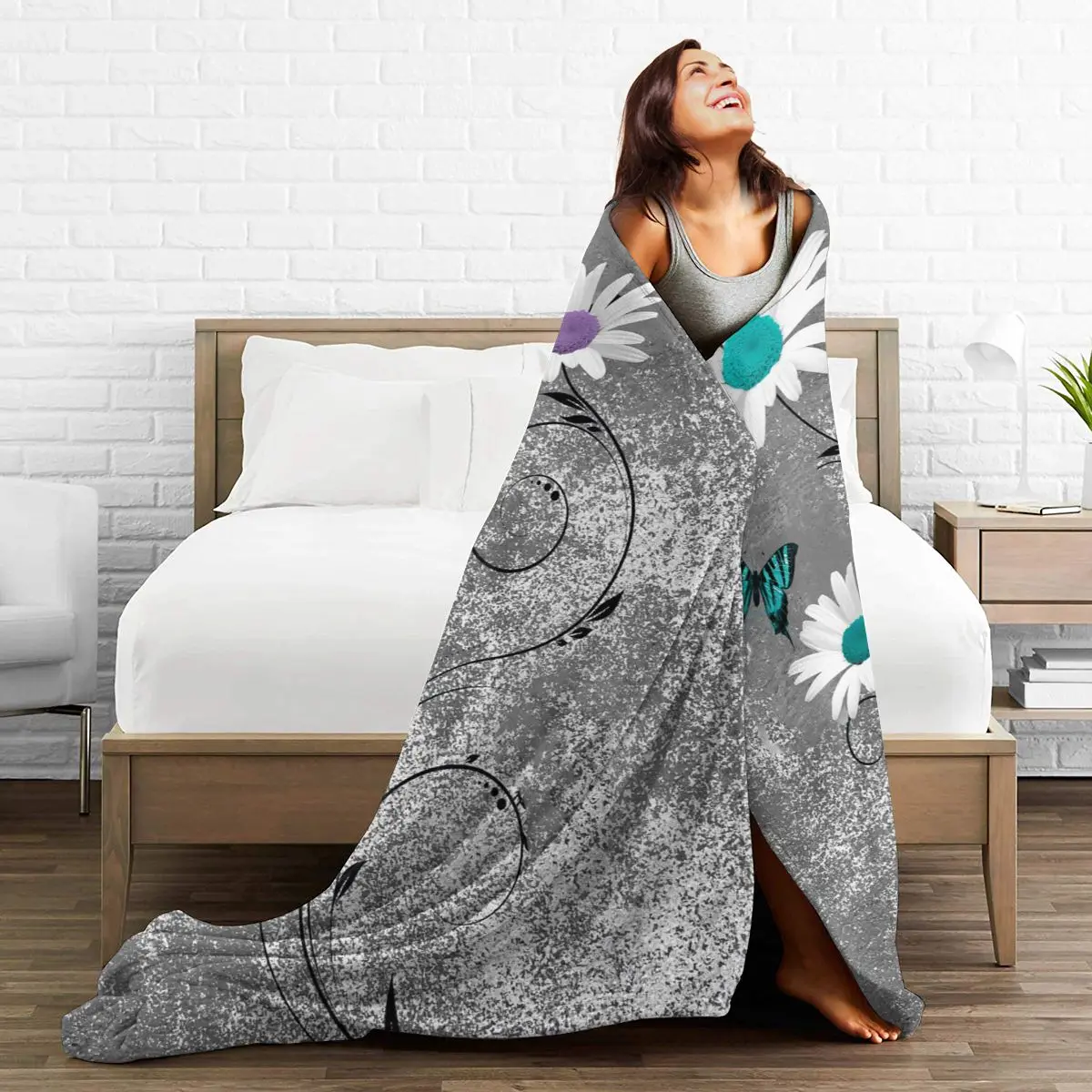 

Ultra Soft Sofa Blanket Cover Blanket Cartoon Cartoon Bedding Flannel plied Sofa Bedroom Decor for Children and Adults Black