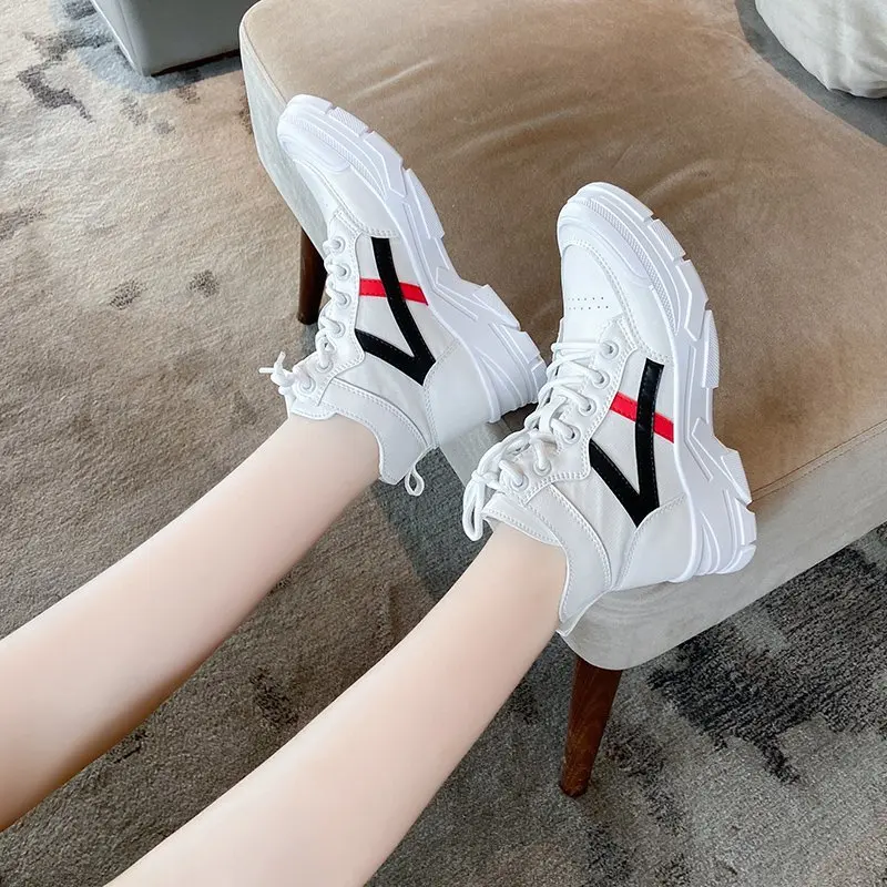 

Fashion Shoes Women's Vulcanize Shoes High Top Casual Classic Solid Color PU Leather Shoes Women Casual White Shoes Sneakers