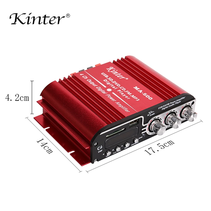 Kinter MA-500 усилитель мощности аудио плеер DC12V Поддержка USB SD AUX MP3 и fm-радио воспроизведение стерео звук мини алюминиевый корпус