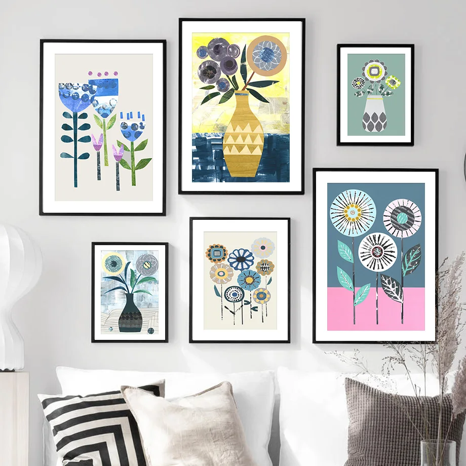 

Abstract Sunflower Vintage Line Boho Wall Art Canvas Painting Nordic Posters And Prints Wall Pictures For Living Room Home Decor