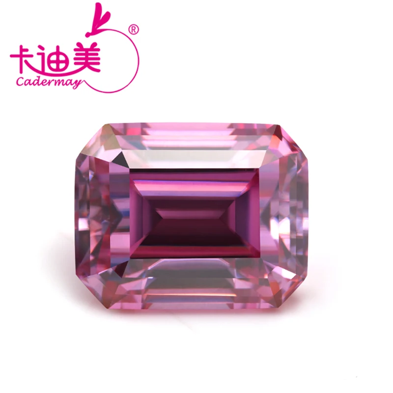 

CADERMAY Jewelry Stone Excellent Cut Emerald Moissanite Diamond Wholesale Price 1ct Pink Color Loose Fancy Moissanite Gems
