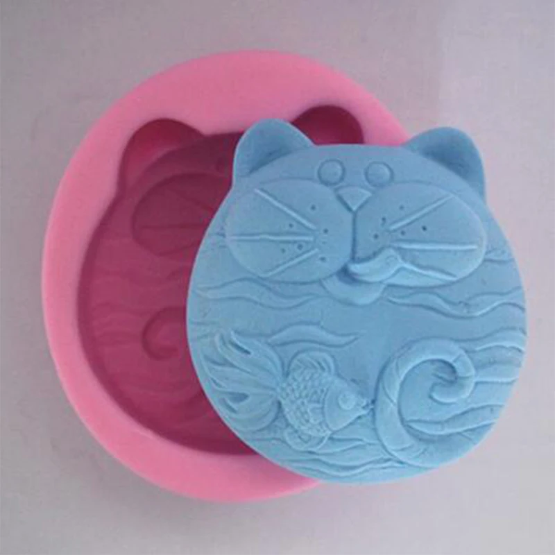 Hot Sale Diy Sugar Craft Cake Goldfish Cartoon Cat Silicone Mold Fondant Chocolate Handmade Soap Mould Decorating Tool | Дом и сад