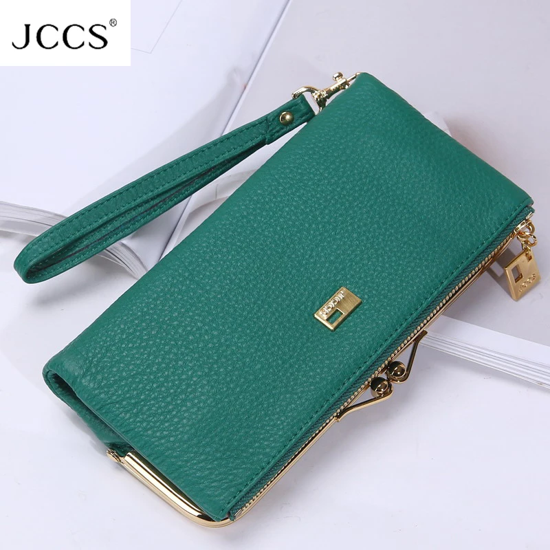 JCCS женские кошельки из натуральной кожи с застежкой Длинные сумка для денег