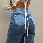 Женские джинсы Y2K в стиле пэчворк, дизайнерские джинсы из спандекса и хлопка, уличные модные прямые брюки с высокой талией, легкие моющиеся брюки