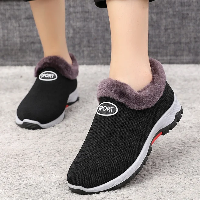 Winter Running Shoes Women Snow Shoes Breathable Warm Casual Sneakers Female Cotton Walking Plush Sport Shoes Chaussure Femme
