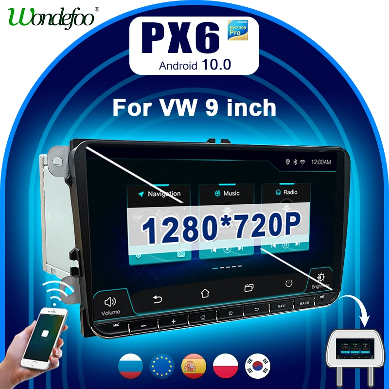 Автомагнитола PX6 стерео система на Android 10 для Volkswagen PASSAT B7 Golf 5 6 Tiguan Seat Leon Altea Toledo