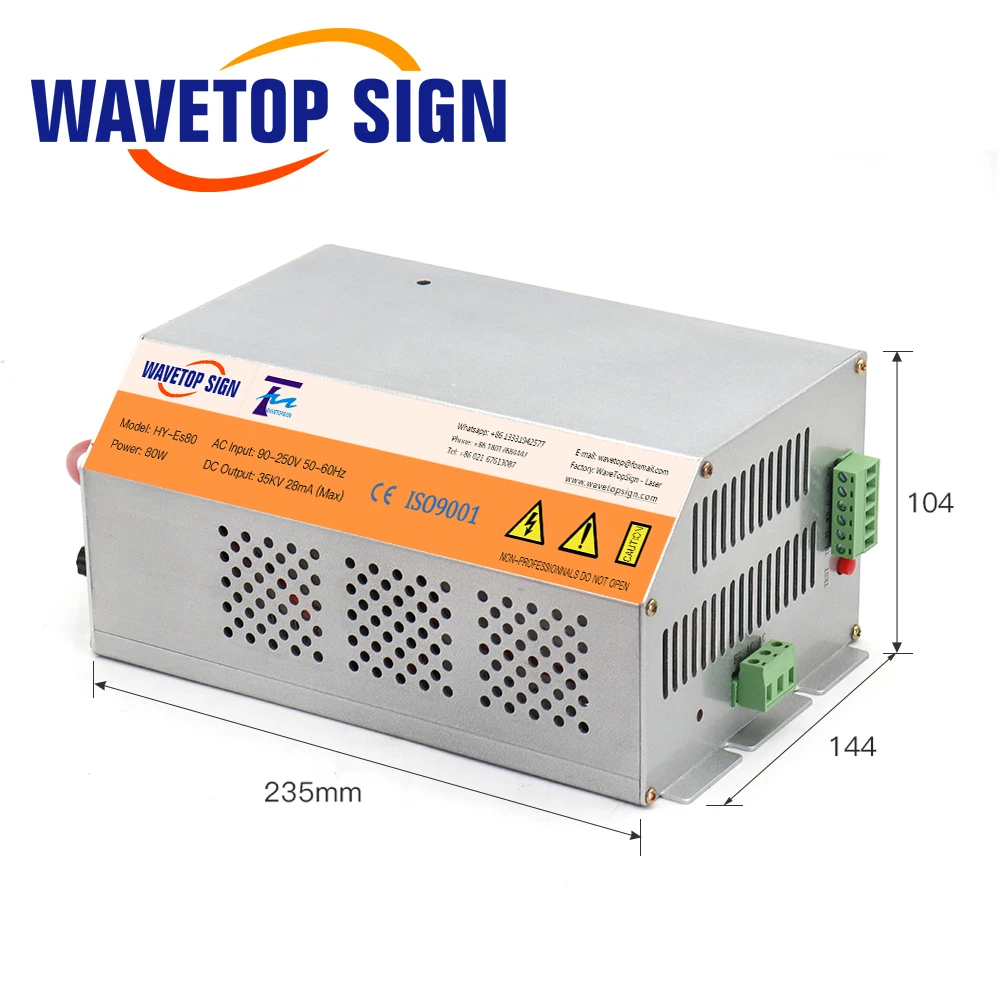 WaveTopSign на рост от 80 до 100 Вт HY Es80 CO2 лазерный Питание для станок лазерной резки и
