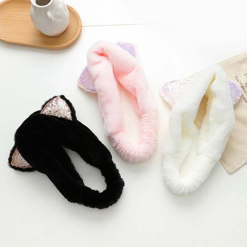 

New Cute Cat ear Coral Fleece Soft Headbands For Women Girls Lovely Hair Holder Hairbands headband Headwear Hair accessories