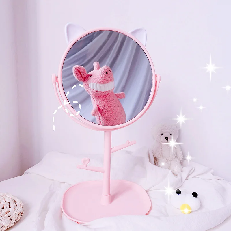 Зеркало для макияжа простое настольное симпатичное зеркало девушек туалетное