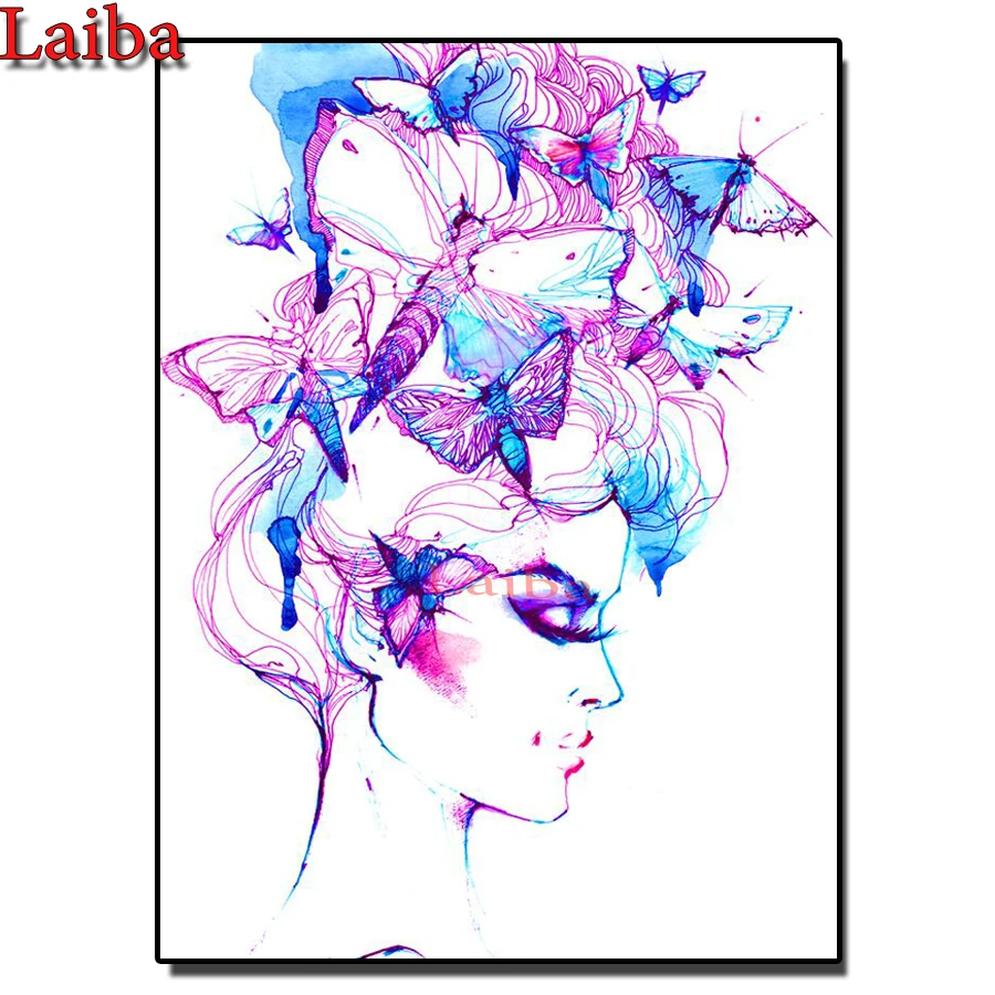 

Rhinestone Diamond Embroidery,5D,Diamond Painting,watercolor butterfly girl pattern Cross Stitch,3D,Diamond Mosaic,Needlework