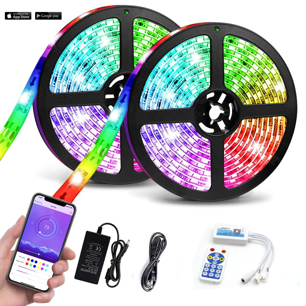 Светодиодная лента RGB IC с управлением через приложение по Bluetooth светодиодные