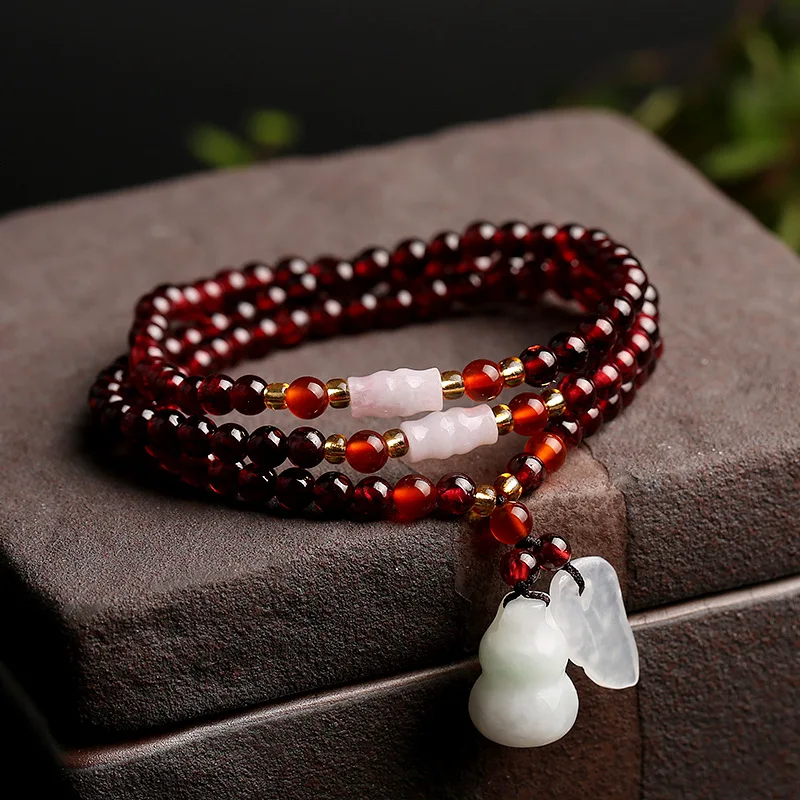 

Natural Garnet Bracelet for Women Multi- Laps 5mm Bracelet Jade Agate Beads Bracelet Jewelry