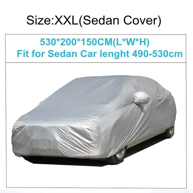XXL-530x200x150cm Универсальные водонепроницаемые полностью автомобильные Чехлы, защита от солнца УФ, защита от пыли, дождя, снега, льда, защита для Sedan S/M/L/XL/XXL - Название цвета: XXL-530x200x150cm