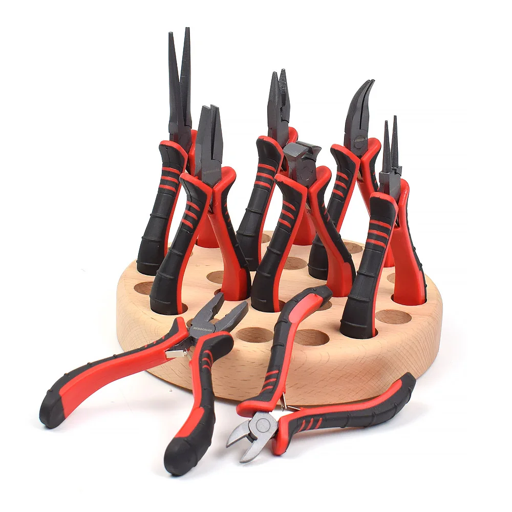 N-ML8PC-R Набор плоскогубцев NEWACALOX 4,", 8 стилей, DIY, мультиинструмент, мини плоскогубцы, кусачки для зачистки проводов, диагональные плоскогубцы с плоским носом, инструмент для изготовления ювелирных изделий - Цвет: N-ML8PC-R
