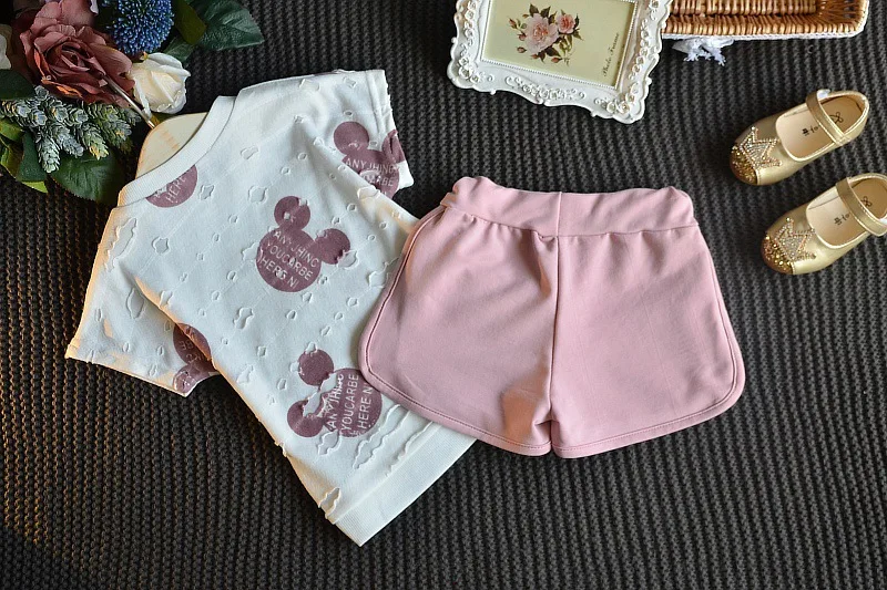 

Girls Clothes 2021 Summer Style Boys Baby Girls Clothing Sets Cartoon Print T-shirt Short 2Pcs for Kids Clothes 3-7Y Children