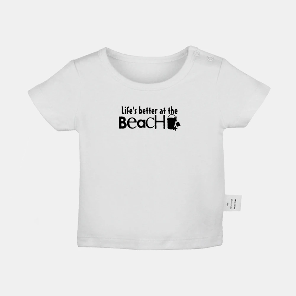 

Футболки Lifes Better at the Beach Design для новорожденных, однотонные Топы с коротким рукавом и графическим принтом для всей семьи Lake Life