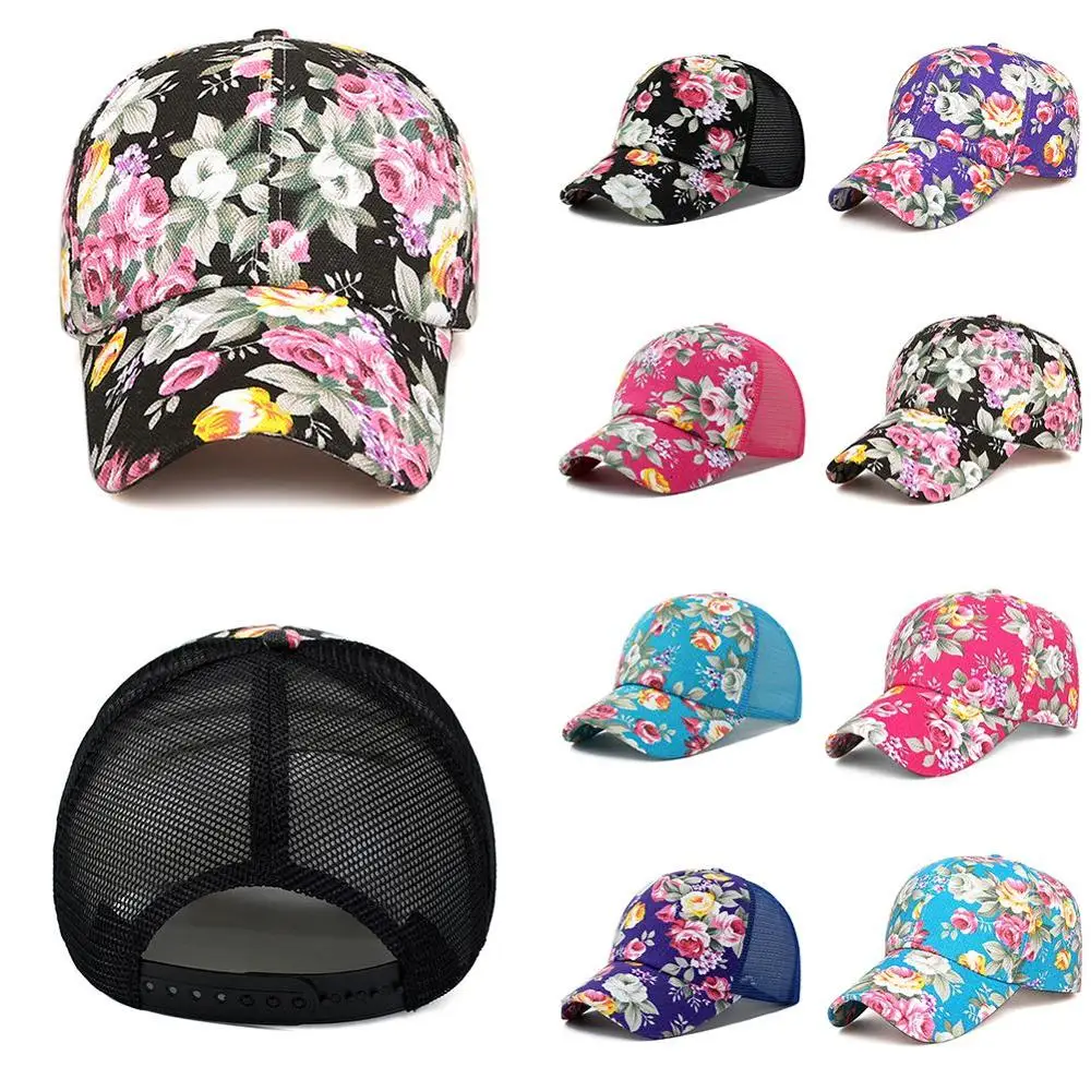 

Fashion Rose Floral Print Baseball Cap for Women Men Sport Snapback Caps Breathable Mesh Hats Casual Golf Hat Sun Gorras
