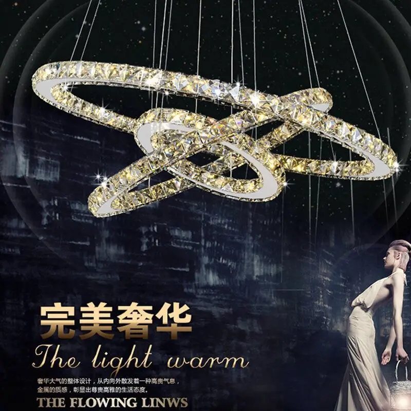 Современный роскошный круглый хрустальный подвесной светильник светодиодный