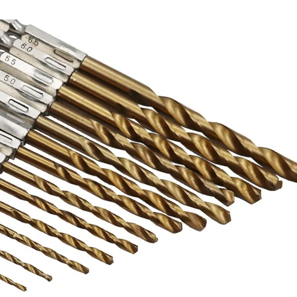 

13pcs 1.5-6.5mm HSS High Speed Steel Titanium Coated Drill Bit Set 1/4 Hex Shank