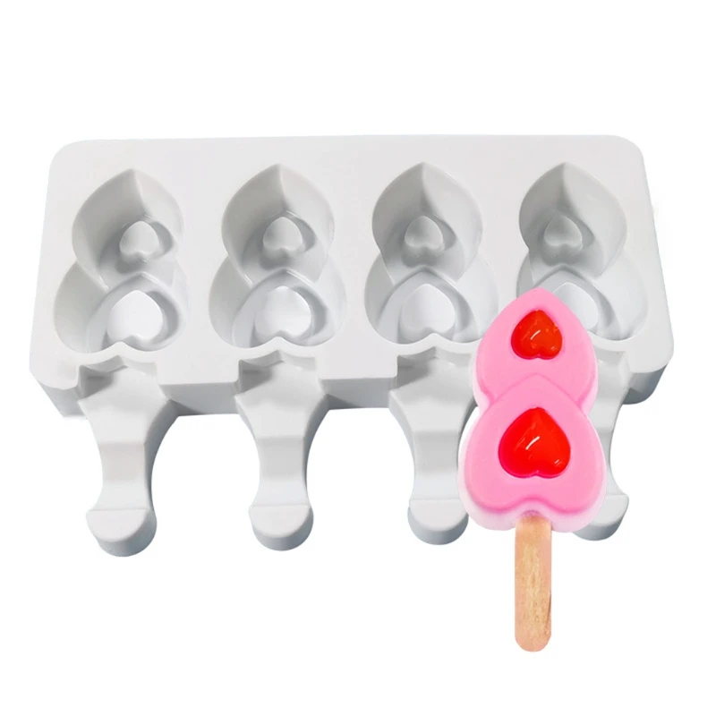 

Mold Heart Silicone Ice-Pop Molds 2/4/8 Cavities Homemade DIY Ice Cream 23GB
