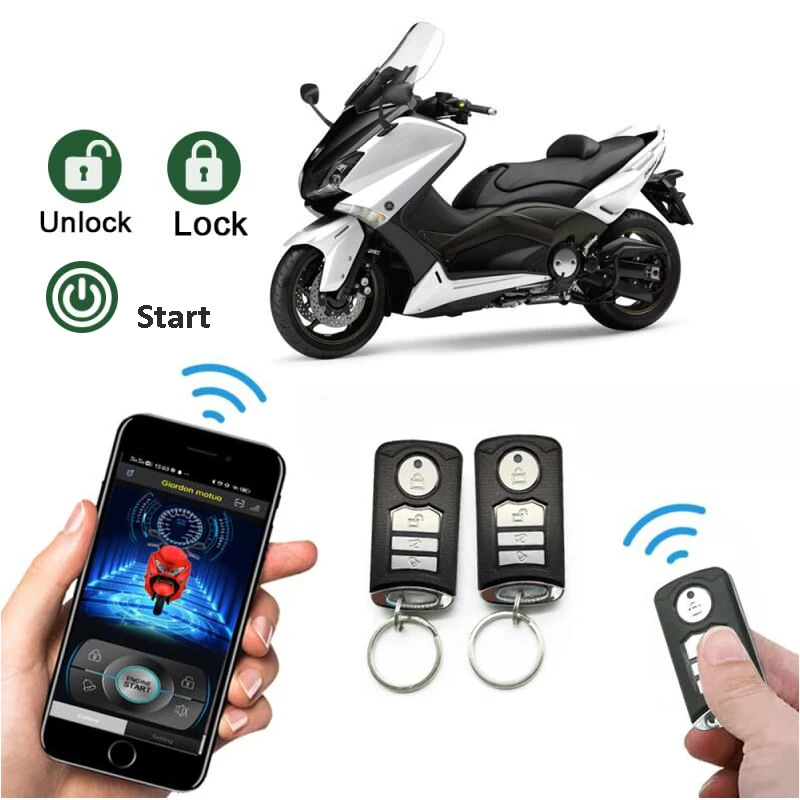 

Motorcycle Burglar Alarm Smart Phone APP Control Remote Start Up Lock Unlock Vibration Warning Anti-theft