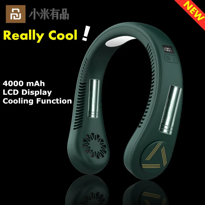 

Youpin Protable Neck Fan Mini Bladeless Fan 4000mAh LCD Display USB Rechargeable Fan Mute Sports for Home Outdoor Cooling Fan