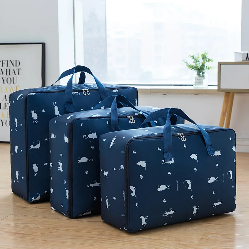 blue cat 3pcs 3 шт./компл. сумка для хранения из ткани Оксфорд Ткань Перемещение Чемодан сумка Водонепроницаемый шкаф, органайзер для хранения Коробки M+ L+ XL одежда контейнер для хранения - Цвет: blue cat 3pcs