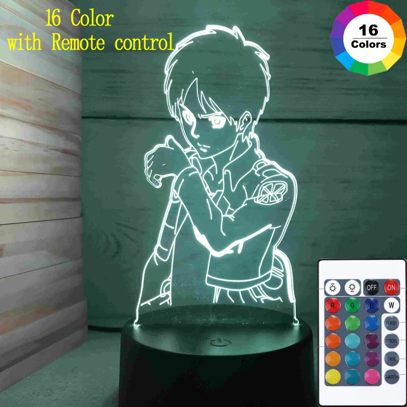

Attack on Titan Shingeki No Kyojin anime figure toys Table Lamp bedroom 3d figurine children toys