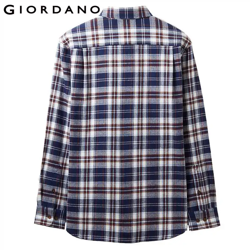 Giordano мужская рубашка в клетку из натурального хлопка с длинными рукавами, данная модель имеет несколько цветовых решений