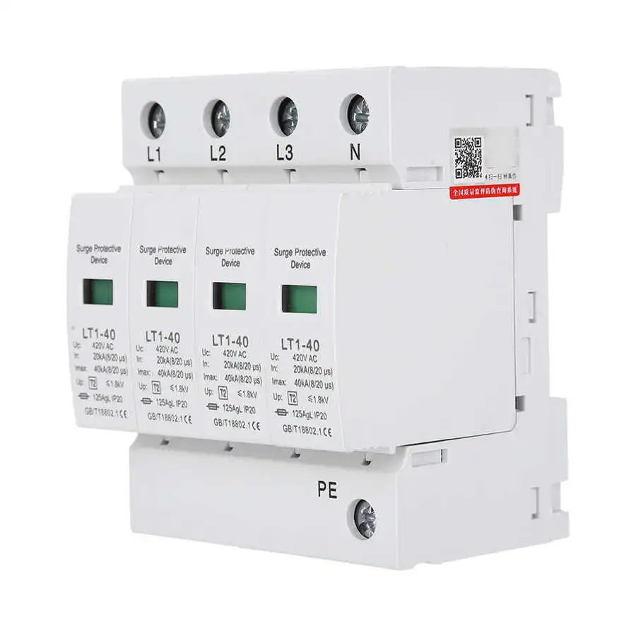 

Surge Protection Device White Arc Module 4P LT1-40 40ka Anti-Thunder Modular Appliances Electric House Protective