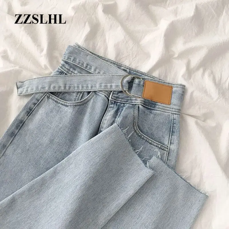 

Straight Jeans Women Plus Size Vintage Loose Wide Leg Denim Pants High Waist Summer Jeans 2020 Blue