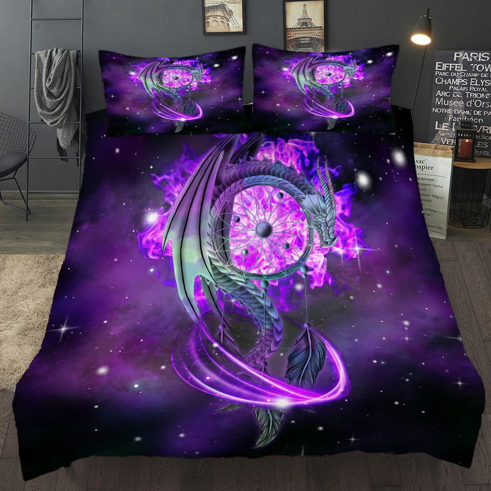 

Home Textiles 3D Digital Printing Bedding Set Duvet Cover Pillowcase Bedclothes Dropshipping terosaur dream catcher