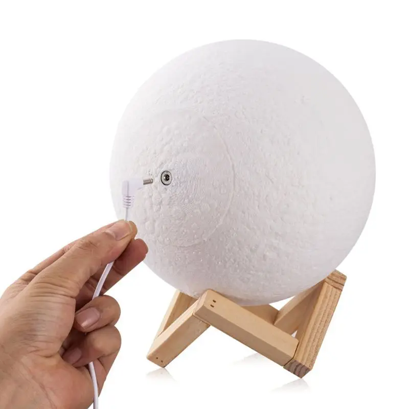 

652F 3D Print Moon Lamp 16 Color Creative Touch Switch Rechargeable LED Night Light with Wood Stand Home Decor Bedroom Birthday