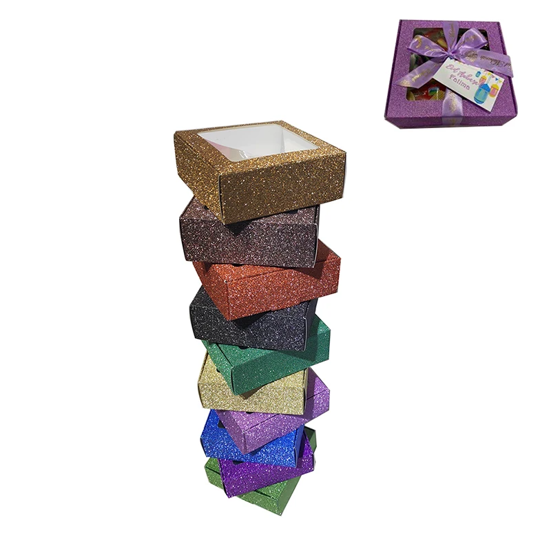 Подарочная упаковка сделай сам Handmad коробка с блестками для бумаги ПВХ окно