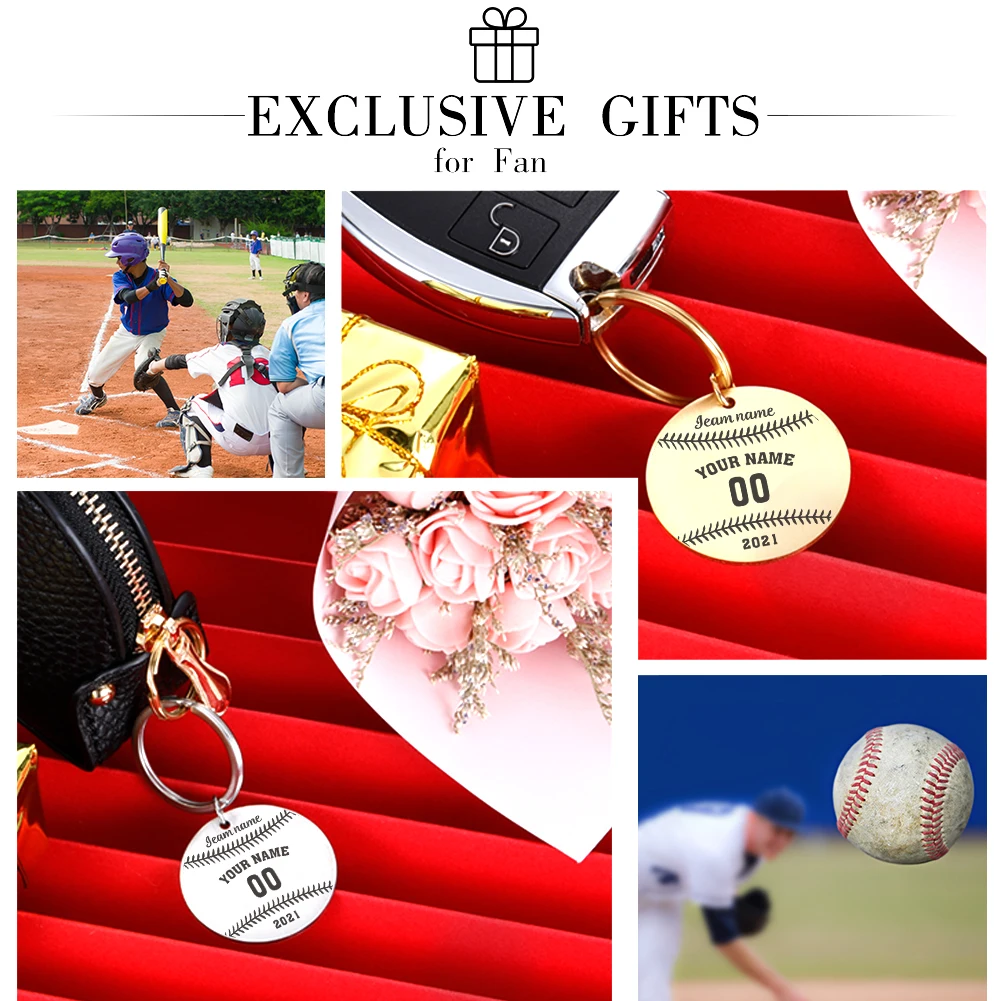 Personalized Keychain Baseball Team Surrounding Custom Name Number Gift To Boyfriend Bestfriend Birthday Meaningful Gift Keyring images - 6