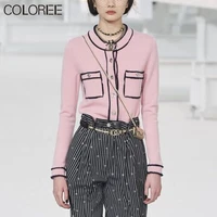 korean fashion pink cardigan womens 2021 spring autumn casual o neck long sleeve knitted sweater mujer elegant chic tops