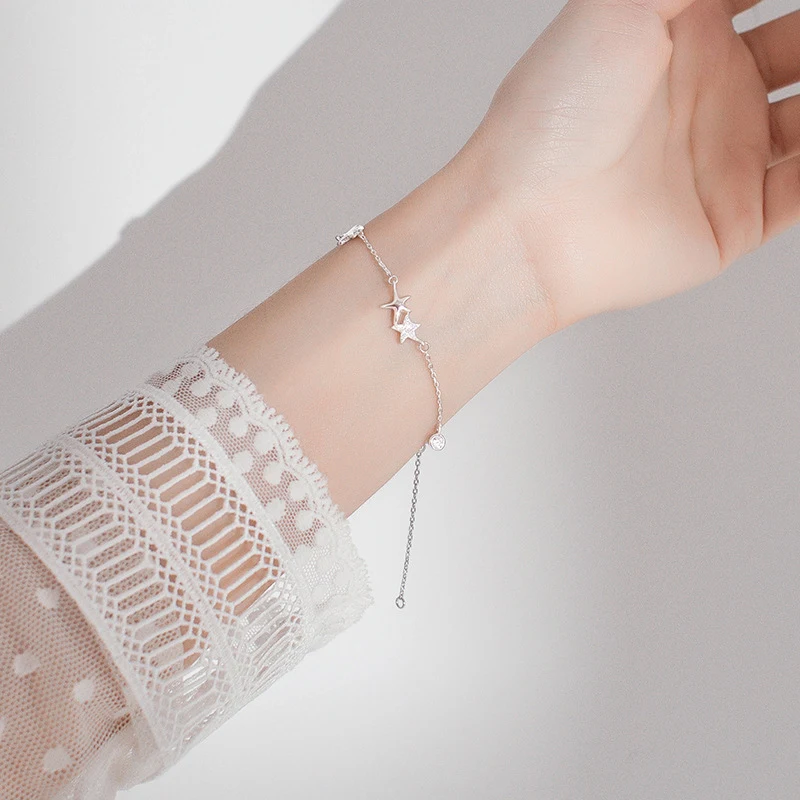 

Модный браслет с цирконием и звездой, изящный браслет с подвеской в виде морской звезды, серебряный цвет для женщин